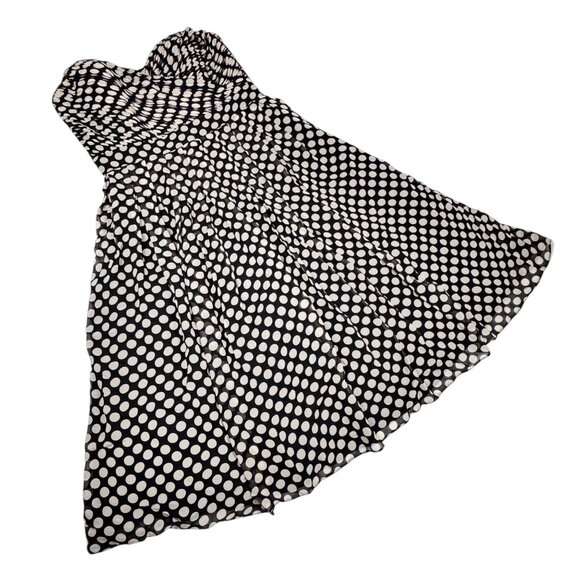 Aidan Mattox Polkadot Cocktail Dress Sz.6 Black Cream Silk Event Coquette - Picture 12 of 13